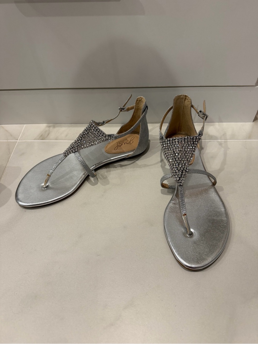jewel badgley mischka rhinestone t strap sandals